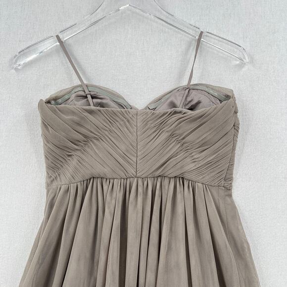 ANTHROPOLOGIE VA ET VIEN BHLDN Strapless Mini Dress Womens 4 Gray Tulle Pleat - Picture 6 of 13